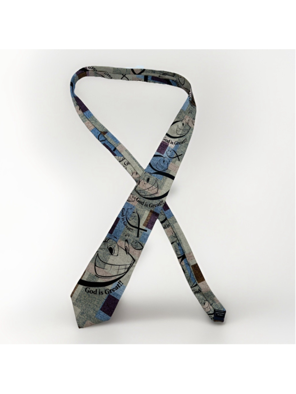 Vintage 90s Abstract Fish Novelty Tie Y2K Art Teacher Grandpa Core